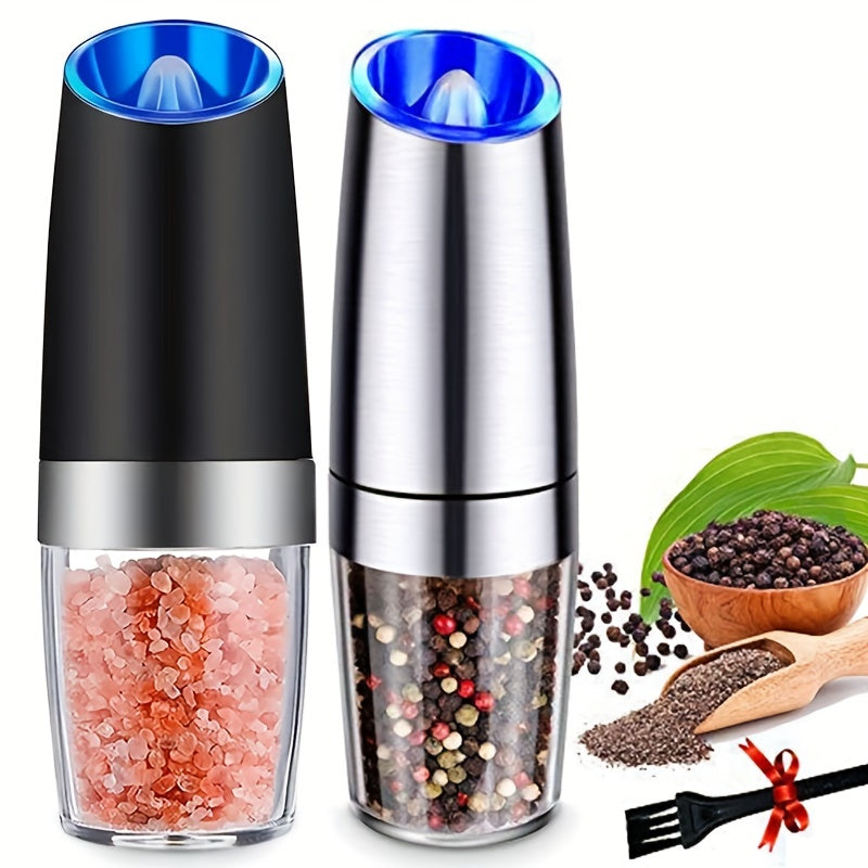 Pepper Grinder, Household Sea Salt Grinder, Electric Adjustable Spice Grinder, Reusable Pepper Crusher, Kitchen Gadgets, Adjustable Roughness, Battery Operated LED Light, One Hand Automatic Operation, Suitable For Any Occasion!