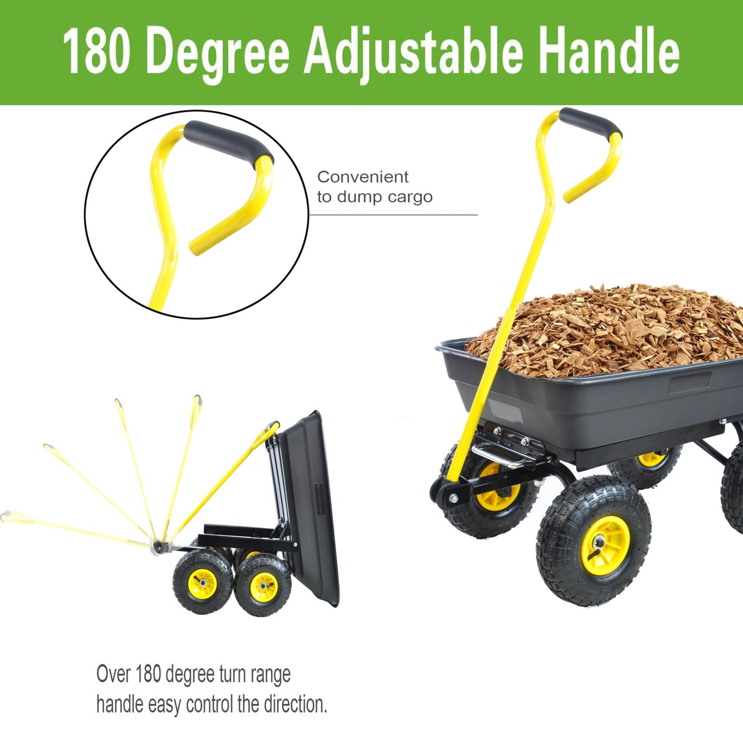 folding wagon Cart with Steel Frame and 10-in. Pneumatic Tires; 300-Pound Capacity