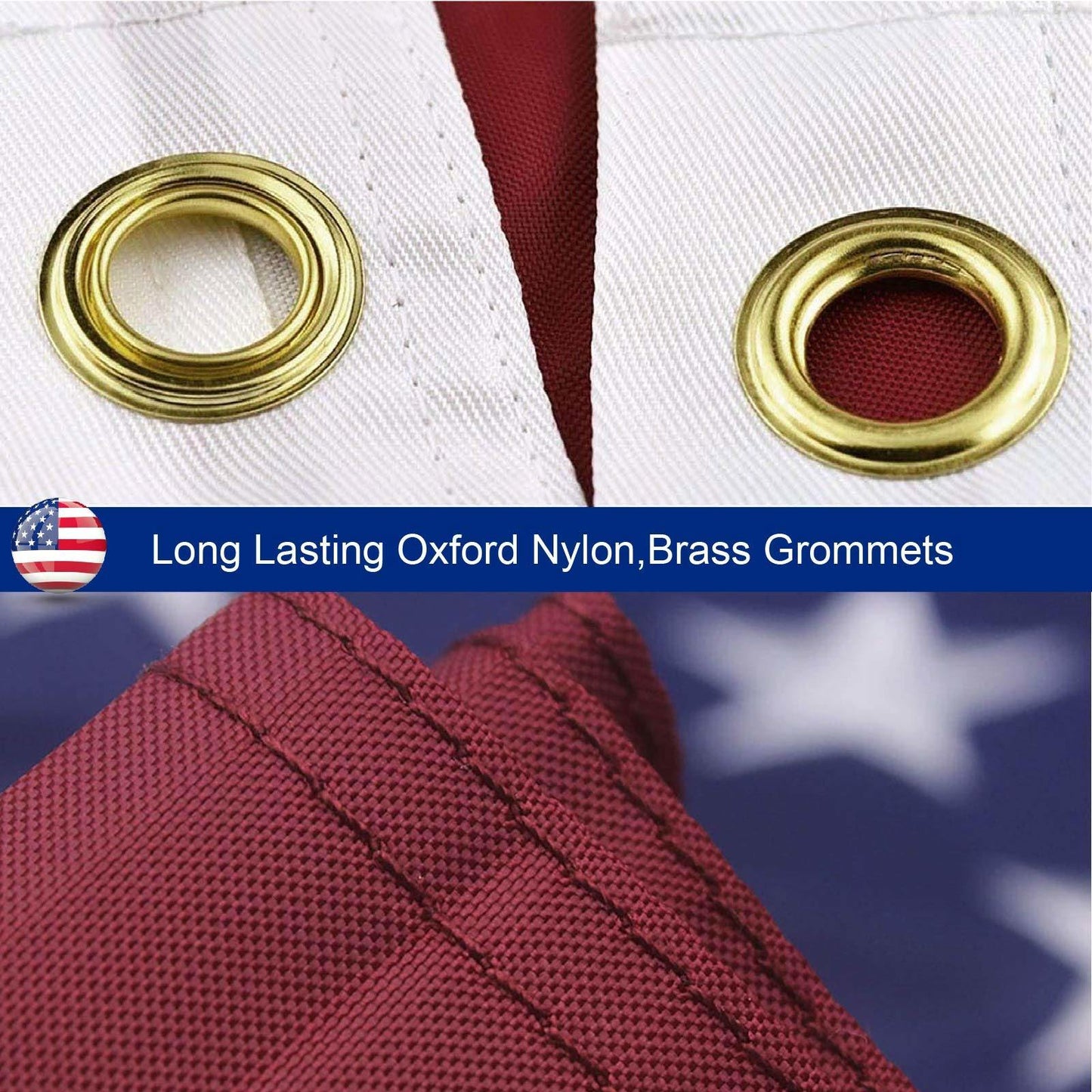 American Flag 10x15 ft 8x12 ft 6x10 ft 5x8 ft 4x6 ft 3x5 ft 2x3 ft Outdoor Heavy Duty Embroidered Stars USA Flag Sewn Stripes Fade Resistance Brass Grommets All Weather UV Active