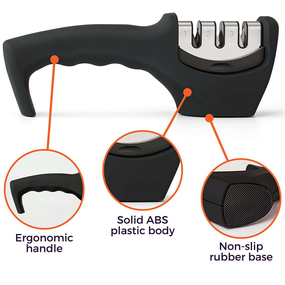 Professional 3-Step Knife Sharpener - Ceramic Kitchen Blade Sharpening System