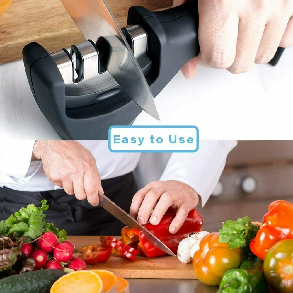 Professional 3-Step Knife Sharpener - Ceramic Kitchen Blade Sharpening System