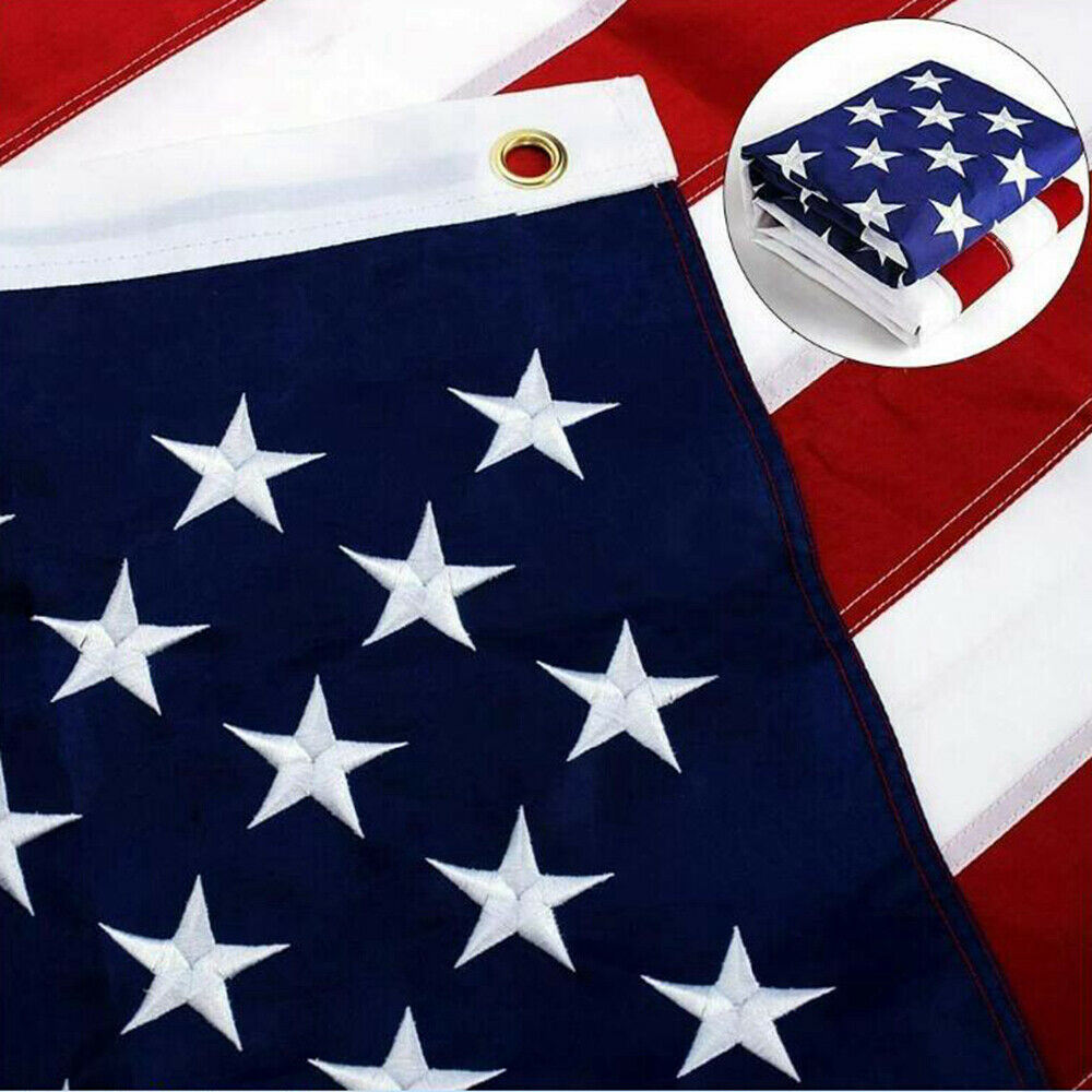 American Flag 10x15 ft 8x12 ft 6x10 ft 5x8 ft 4x6 ft 3x5 ft 2x3 ft Outdoor Heavy Duty Embroidered Stars USA Flag Sewn Stripes Fade Resistance Brass Grommets All Weather UV Active