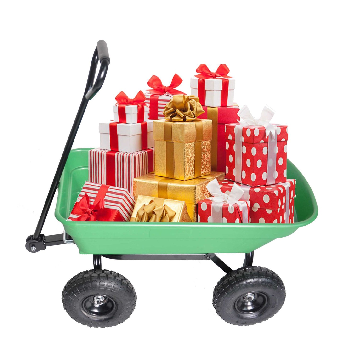 folding wagon Cart with Steel Frame and 10-in. Pneumatic Tires; 300-Pound Capacity