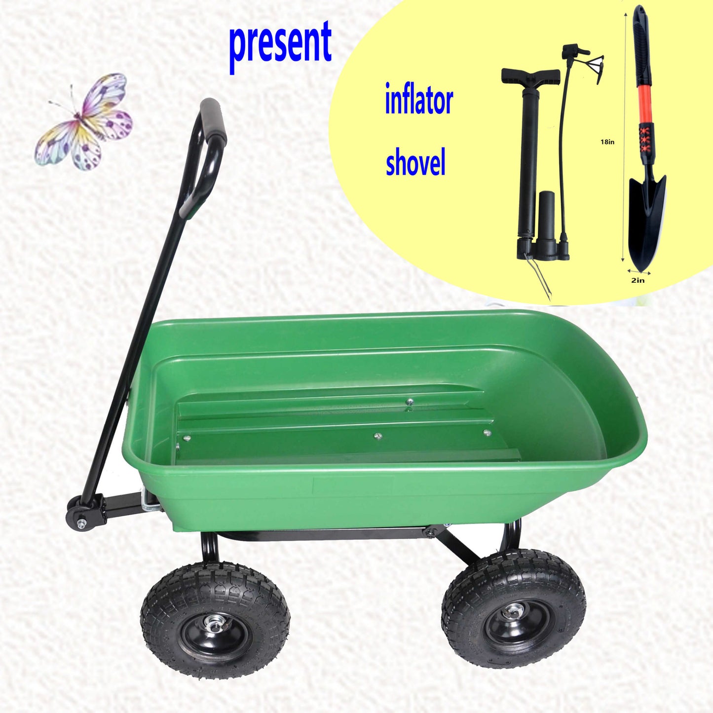 folding wagon Cart with Steel Frame and 10-in. Pneumatic Tires; 300-Pound Capacity