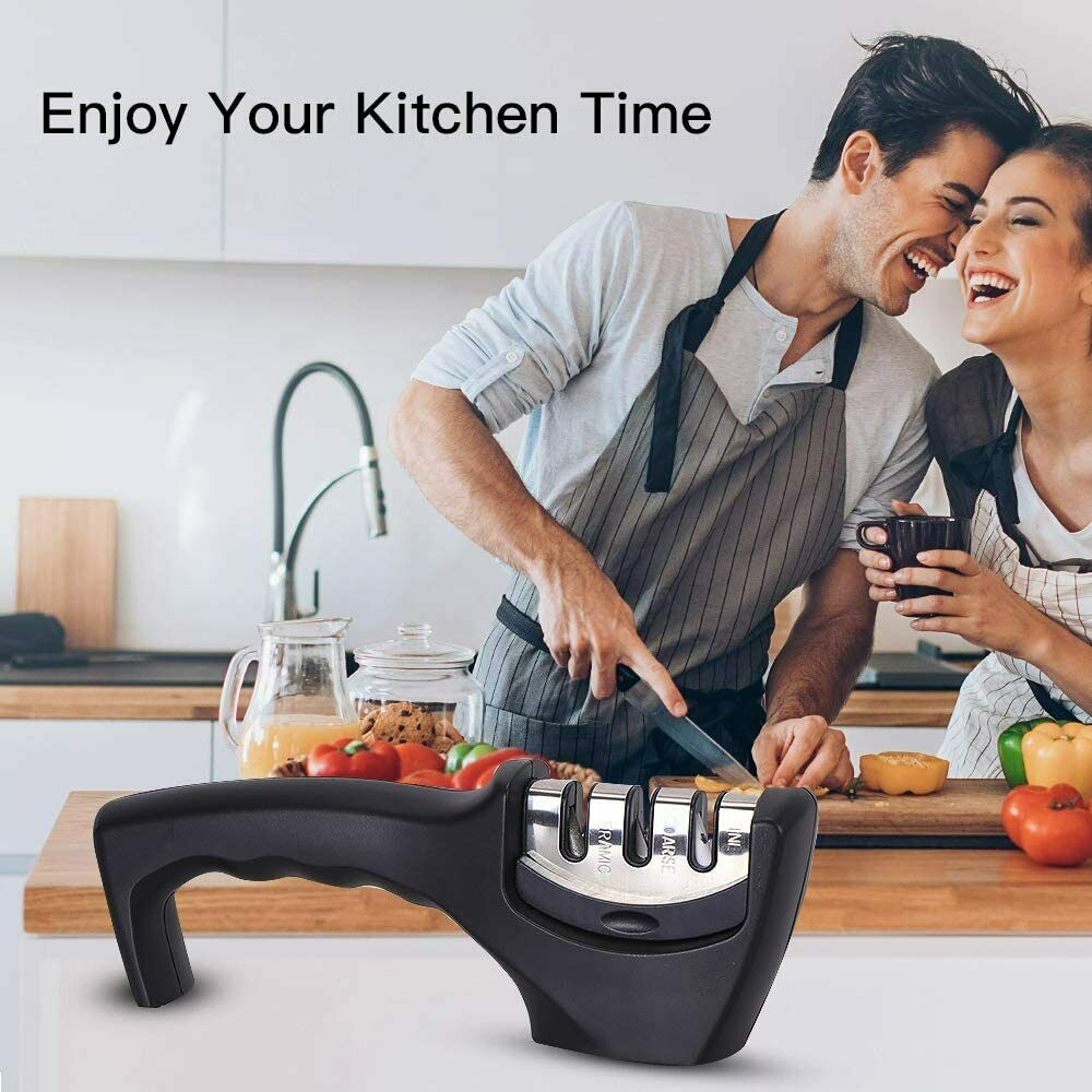 Professional 3-Step Knife Sharpener - Ceramic Kitchen Blade Sharpening System