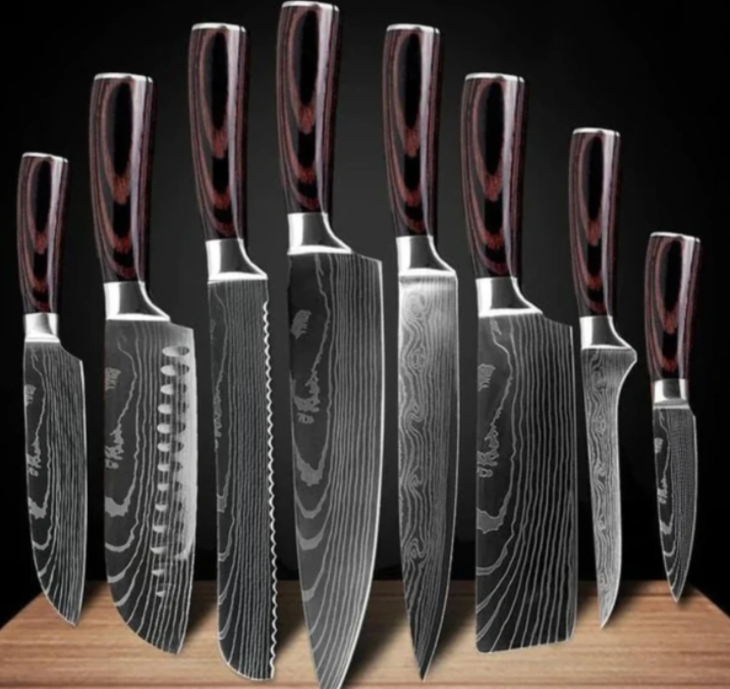 Precision Crafted 6-piece and 8-piece Stainless Steel Kitchen Knife Sets