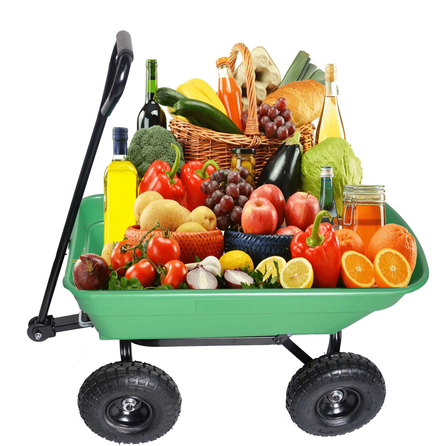folding wagon Cart with Steel Frame and 10-in. Pneumatic Tires; 300-Pound Capacity