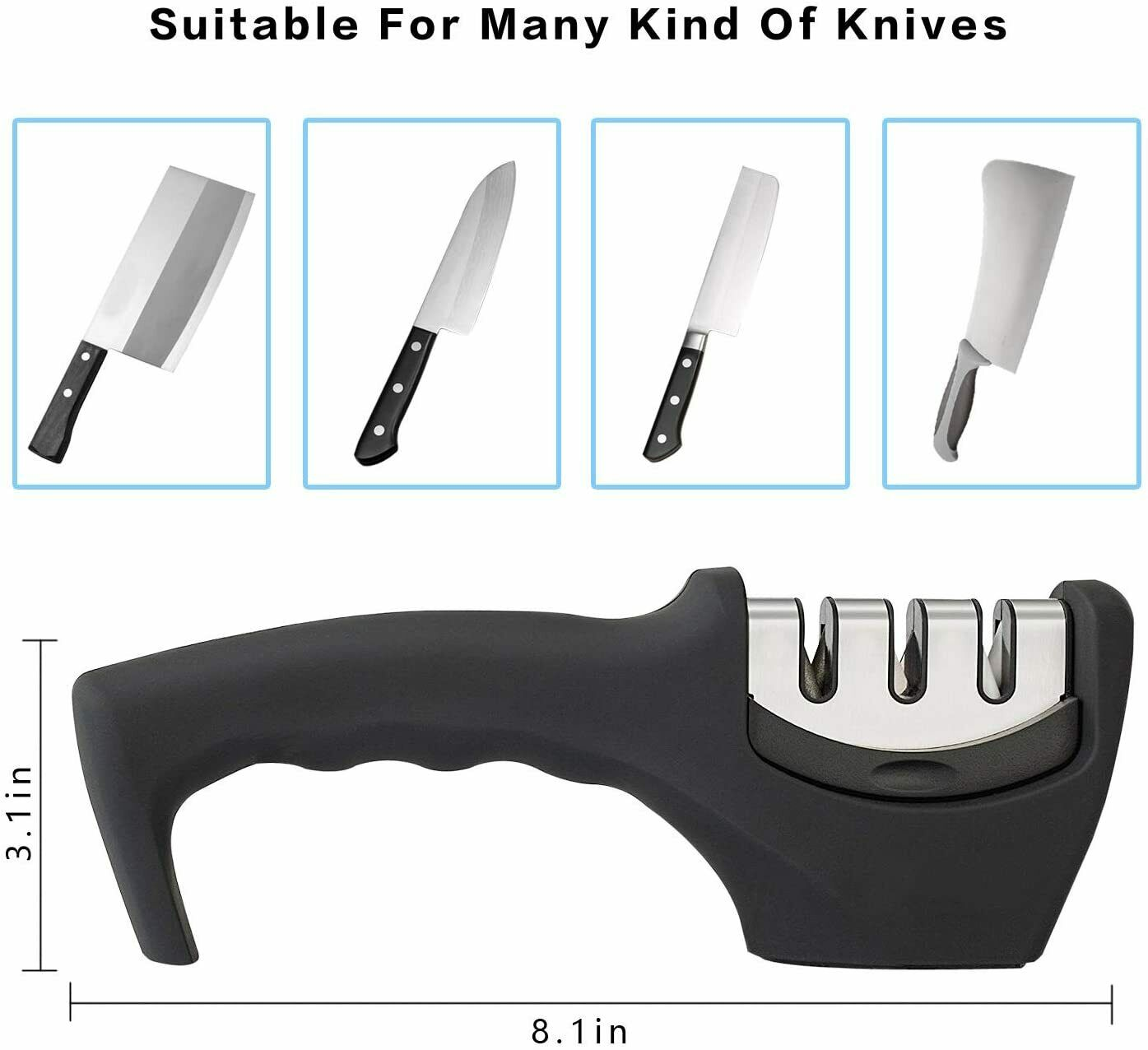 Professional 3-Step Knife Sharpener - Ceramic Kitchen Blade Sharpening System