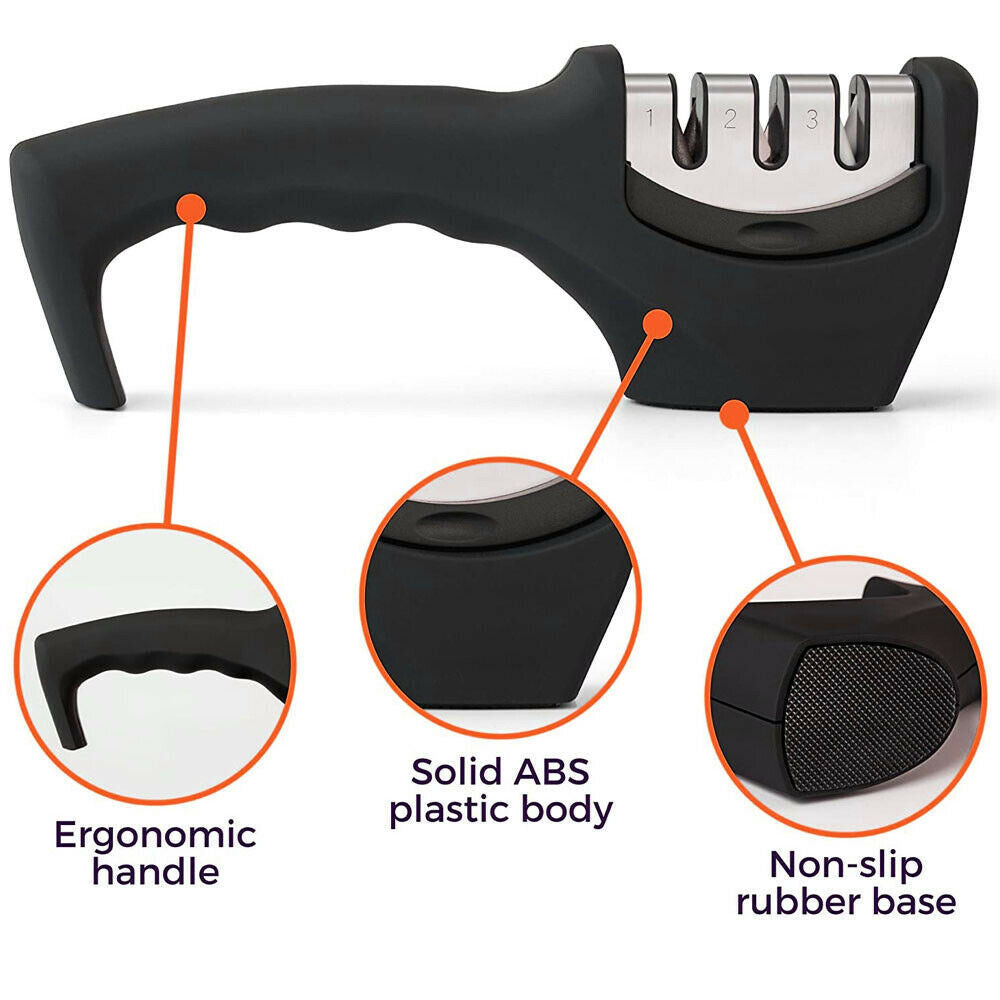 Professional 3-Step Knife Sharpener - Ceramic Kitchen Blade Sharpening System