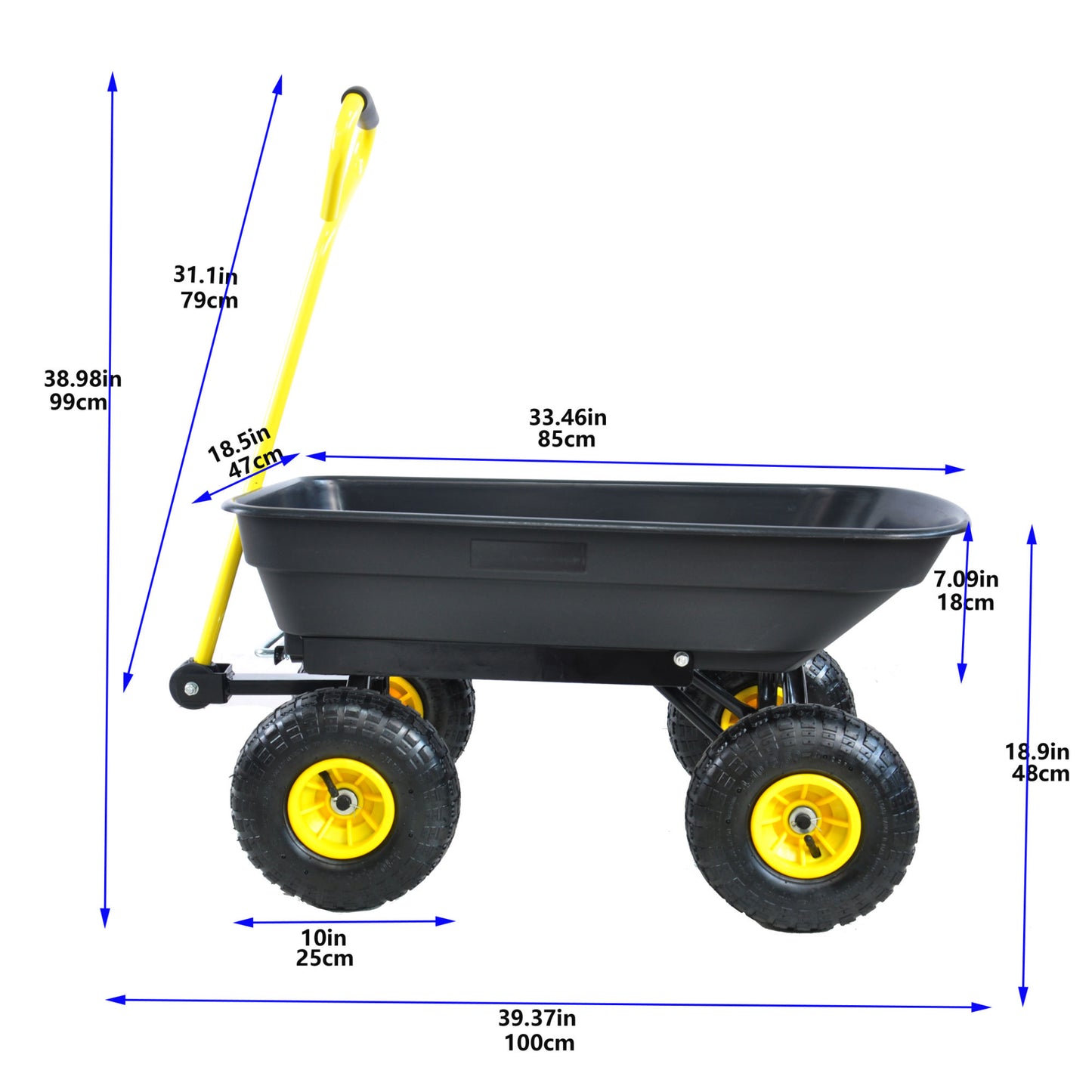 folding wagon Cart with Steel Frame and 10-in. Pneumatic Tires; 300-Pound Capacity