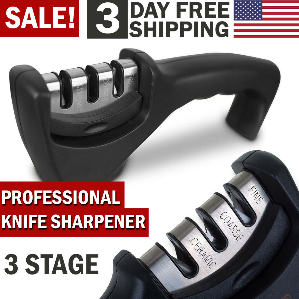 Professional 3-Step Knife Sharpener - Ceramic Kitchen Blade Sharpening System