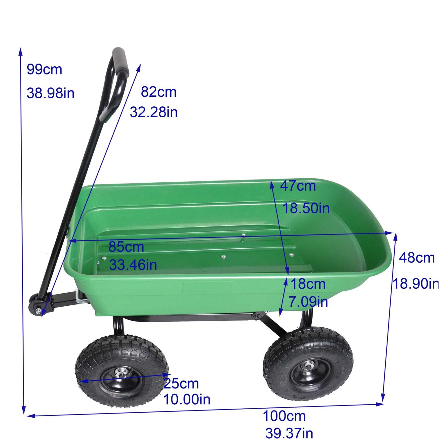 folding wagon Cart with Steel Frame and 10-in. Pneumatic Tires; 300-Pound Capacity