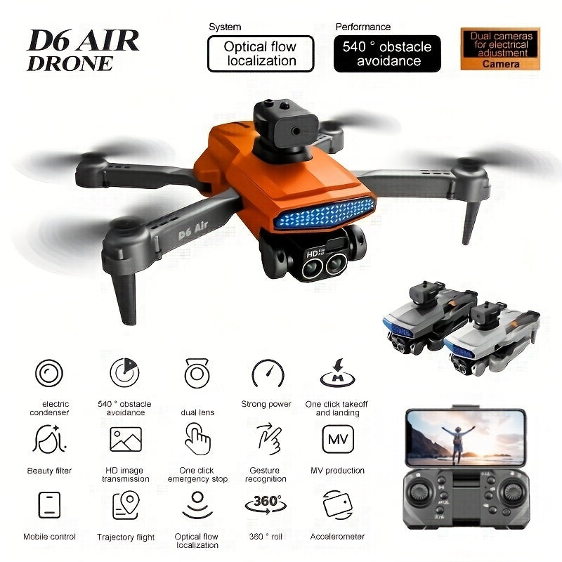 Experience the Ultimate Flying Adventure with Our New D6 Air Drone - Featuring HD Dual ESC Camera, Optical Flow Localization, and Intelligent Obstacle Avoidance