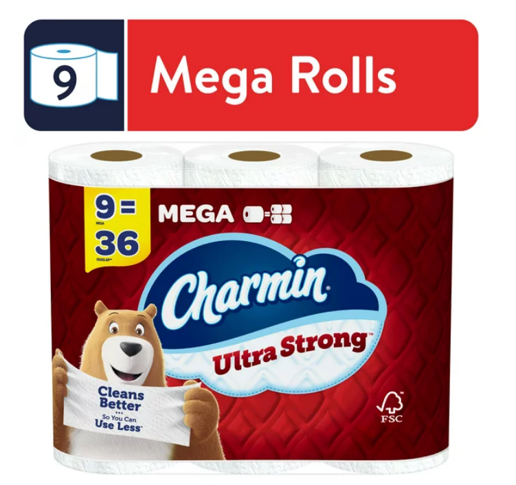 Ultra Strong Toilet Paper, 9 Mega Roll