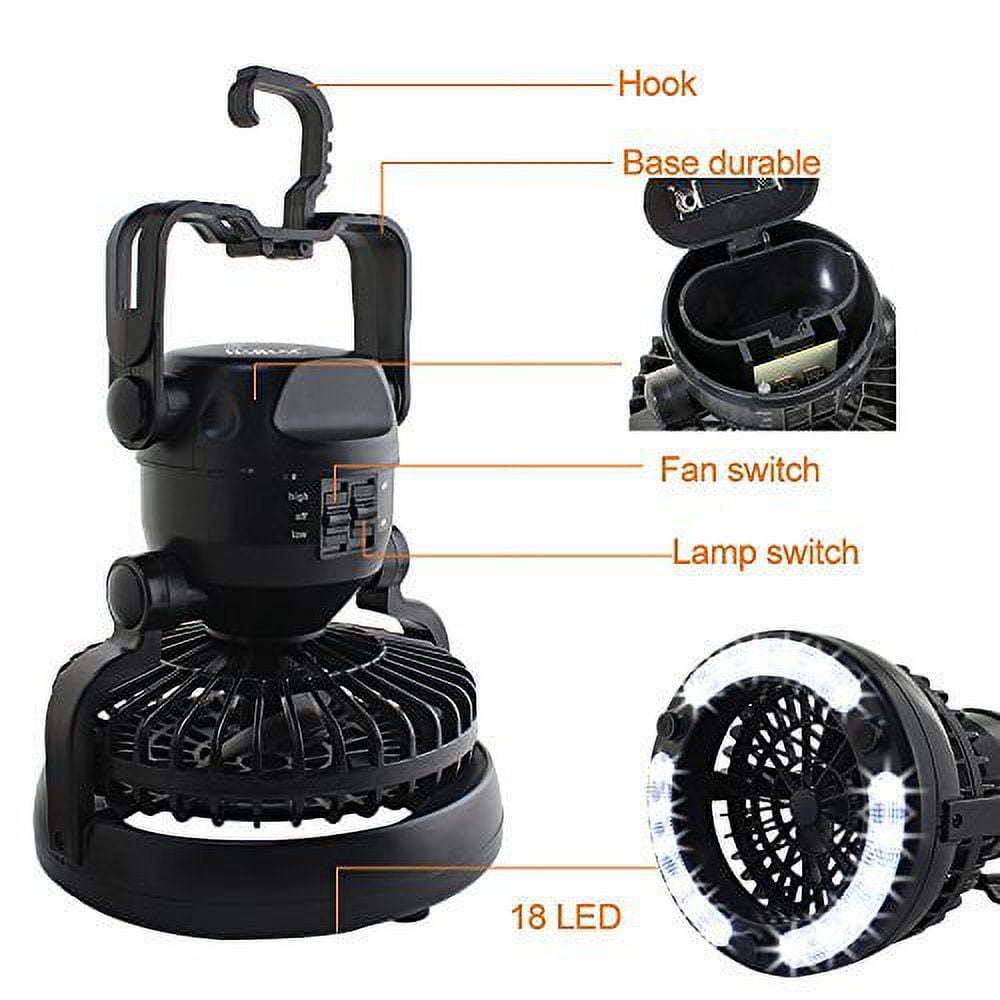 2-in-1 LED Camping Lantern with Ceiling Fan - Versatile and Portable for Outdoor Adventures and Emergency Survival Kits