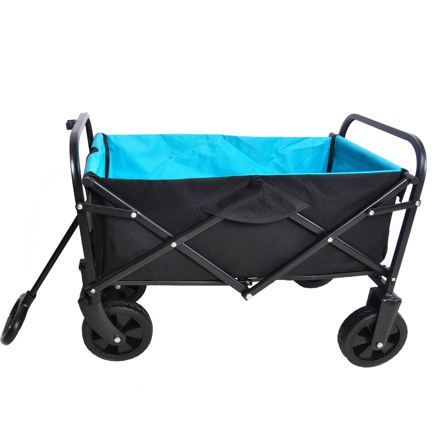 Folding Wagon Garden Shopping Beach Cart (black+blue)