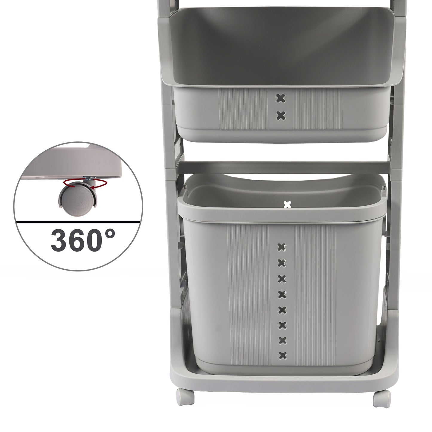 Stay Organized with this 2-Tier Gray Laundry Basket with Wheels for Your Home, Business, or Office