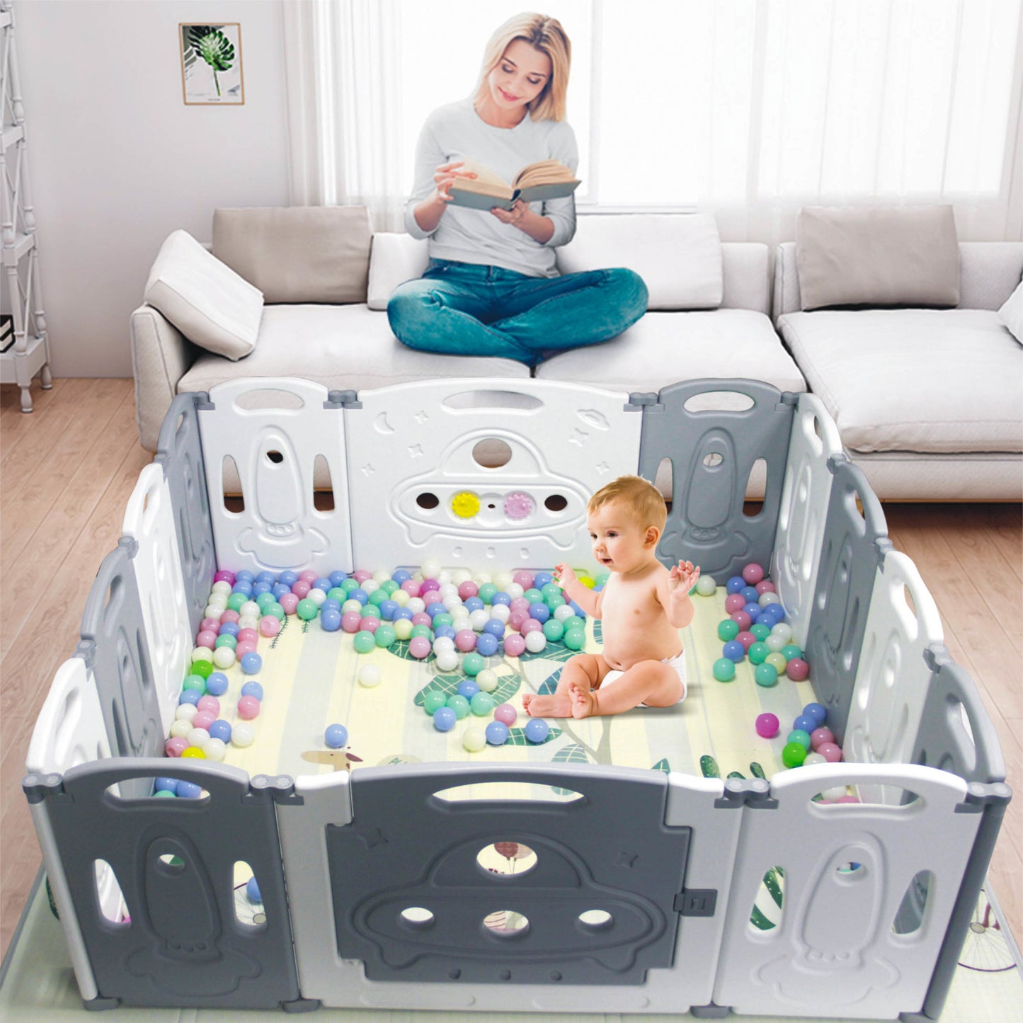 Foldable Baby playpen Baby Folding Play Pen Kids Activity Center Safety Play Yard Home Indoor Outdoor New Pen