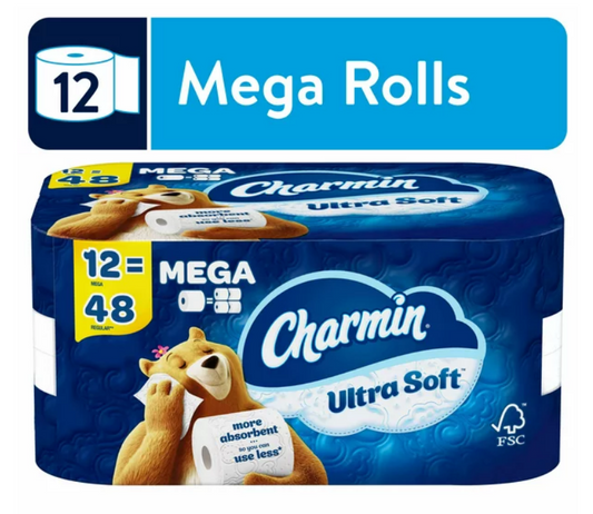 Ultra Soft Toilet Paper, 12 Mega Rolls