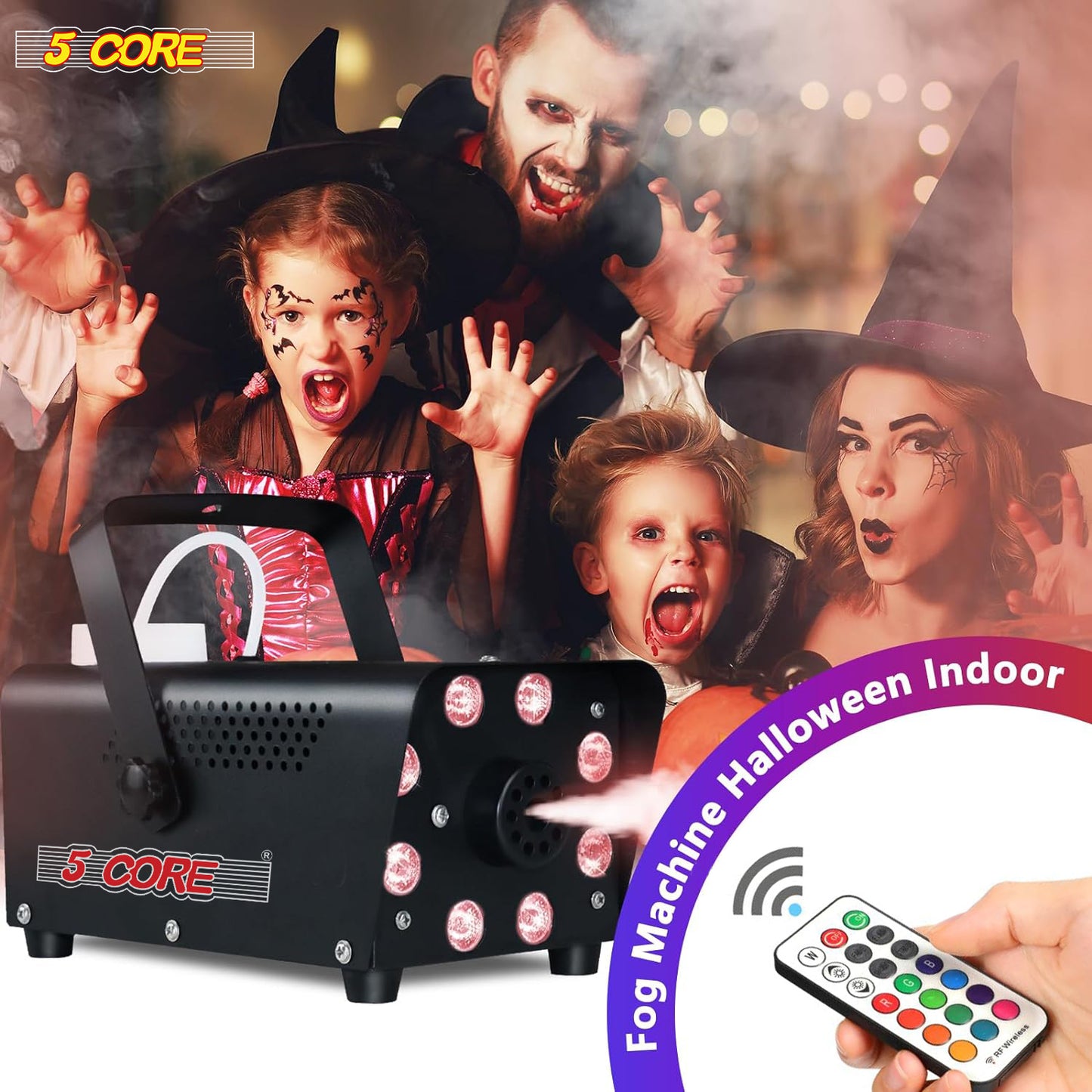 Fog Machine Smoke Halloween Colorful Party: LD-1234 Lights with 13 Colors Effect Outdoor- with Wireless and Wired Remote Control