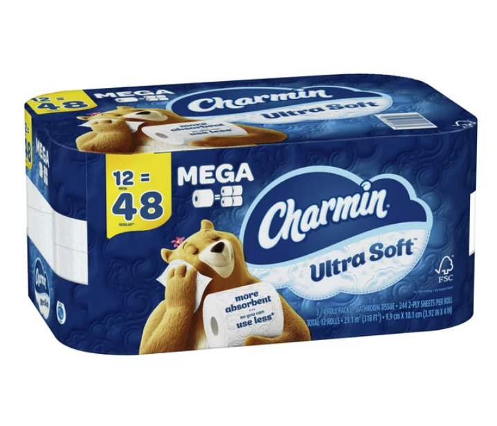 Ultra Soft Toilet Paper, 12 Mega Rolls