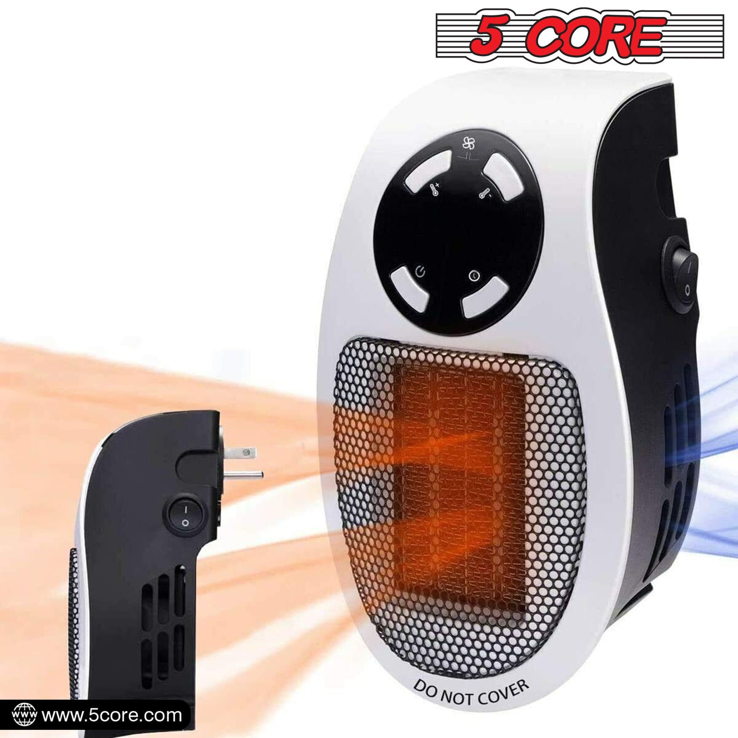 Programmable Space Heater; with Led Display Wall Outlet Electric Heater with Adjustable Thermostat and Timer for Home Office Indoor Use With Remote Control 500 Watt