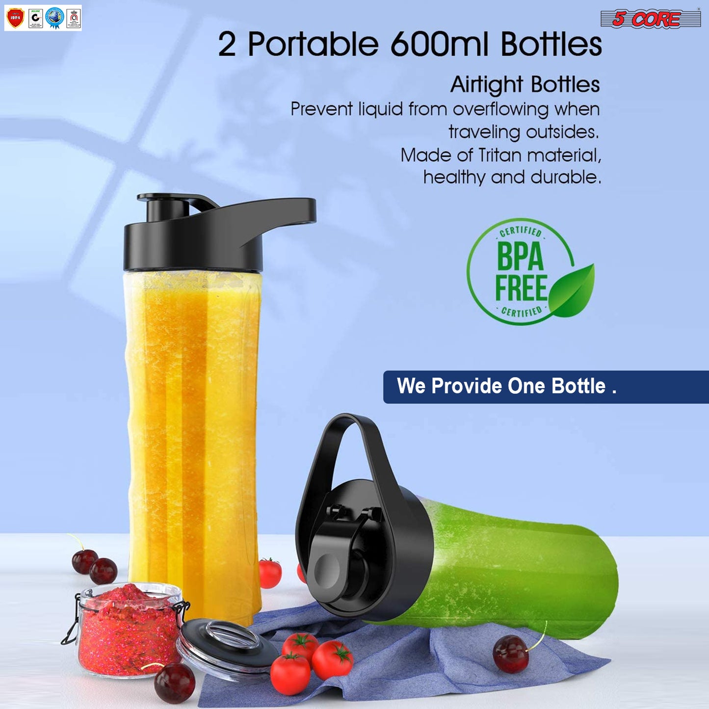 500ml Personal Blender and Nutrient Extractor For Juicer; Shakes and Smoothies; 160W