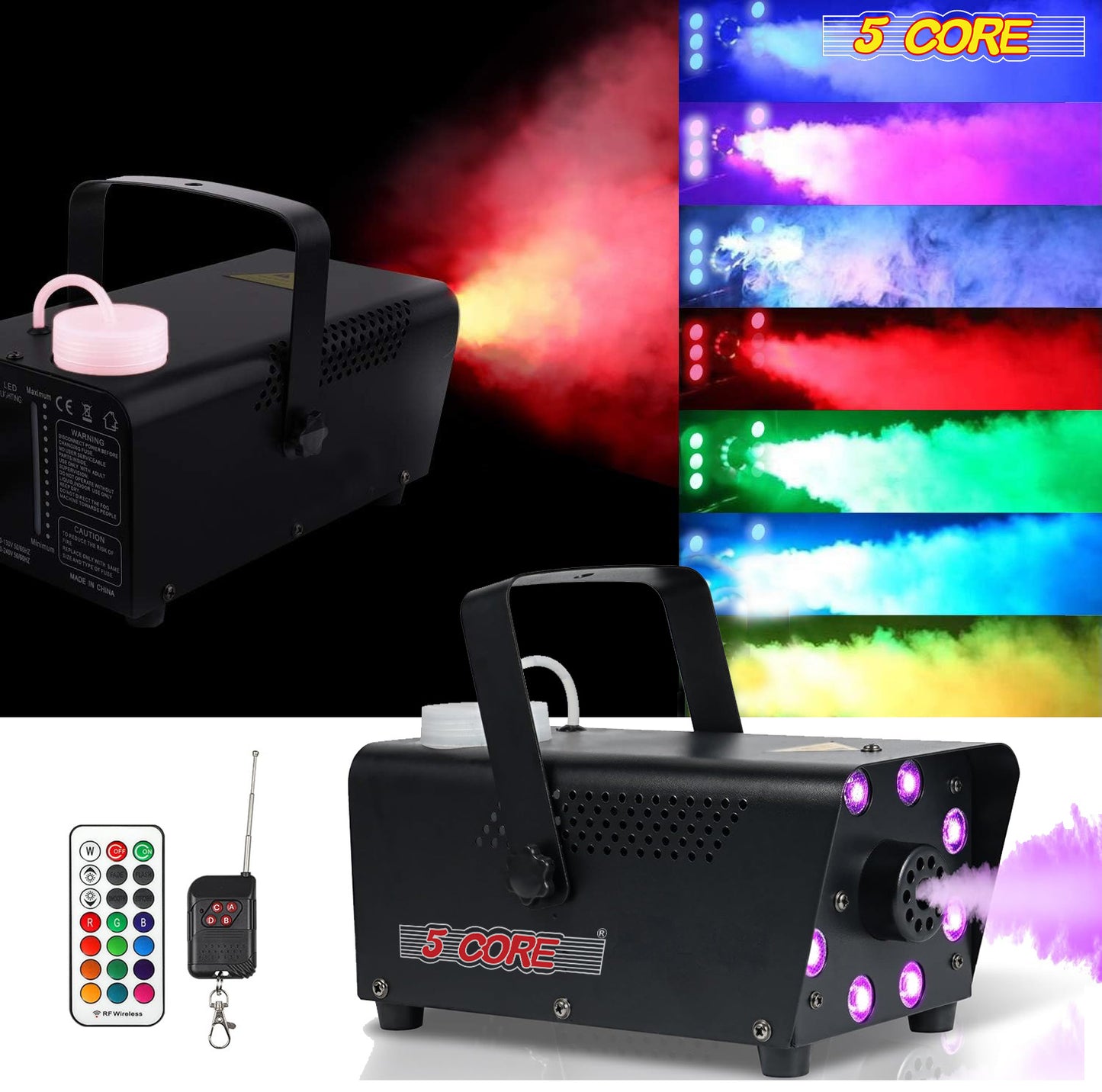 Fog Machine Smoke Halloween Colorful Party: LD-1234 Lights with 13 Colors Effect Outdoor- with Wireless and Wired Remote Control