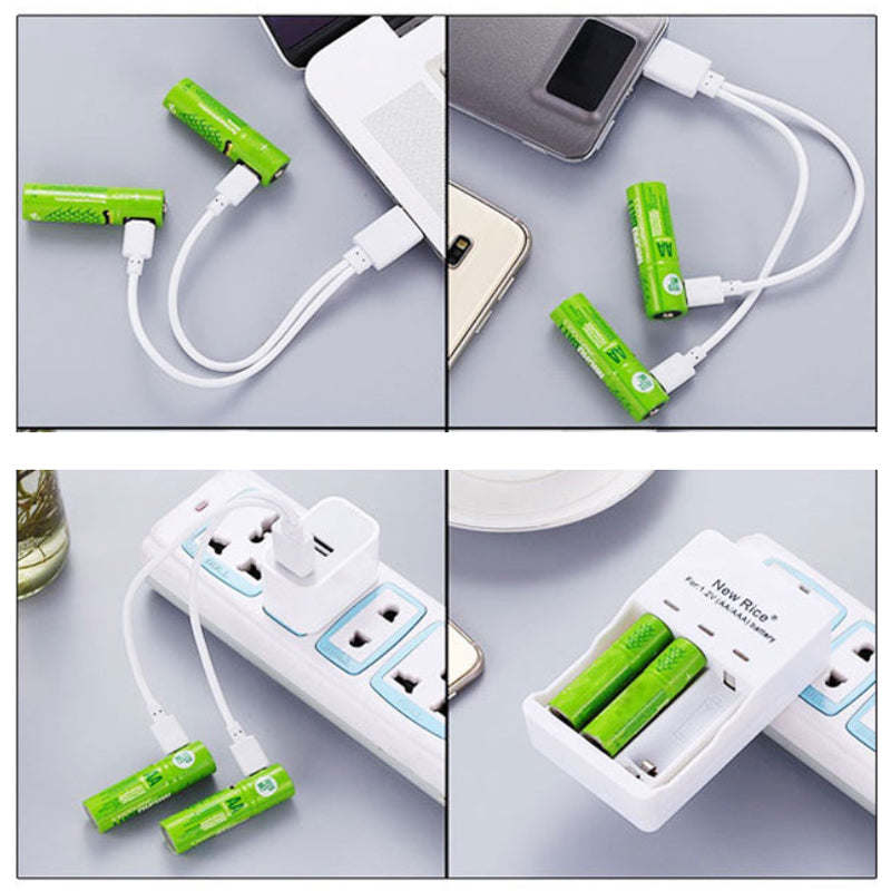 USB Rechargeable Batteries - Economical, Environment-Friendly, and Convenient 4-Pack AA or AAA