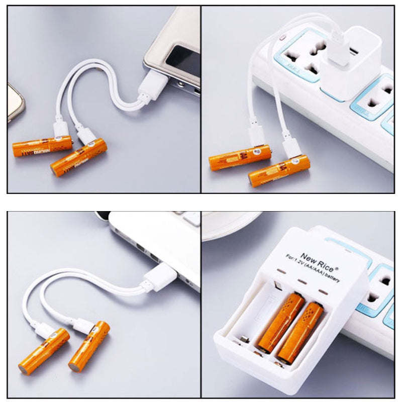 USB Rechargeable Batteries - Economical, Environment-Friendly, and Convenient 4-Pack AA or AAA