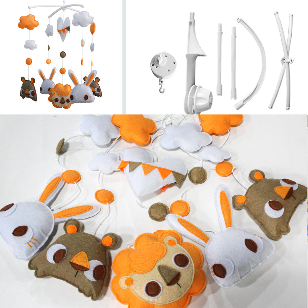 Baby Crib Mobile Animal Hanging Musical Mobile - Rabbit Lion Bear Theme