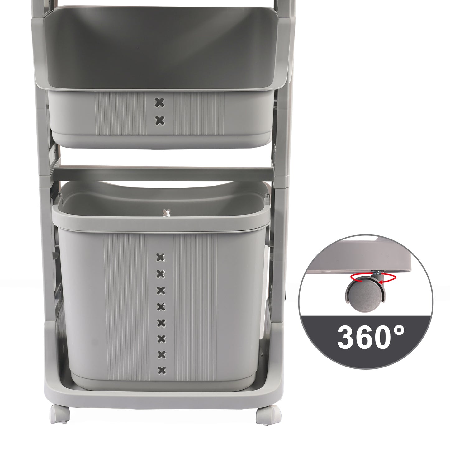 Stay Organized with this 2-Tier Gray Laundry Basket with Wheels for Your Home, Business, or Office