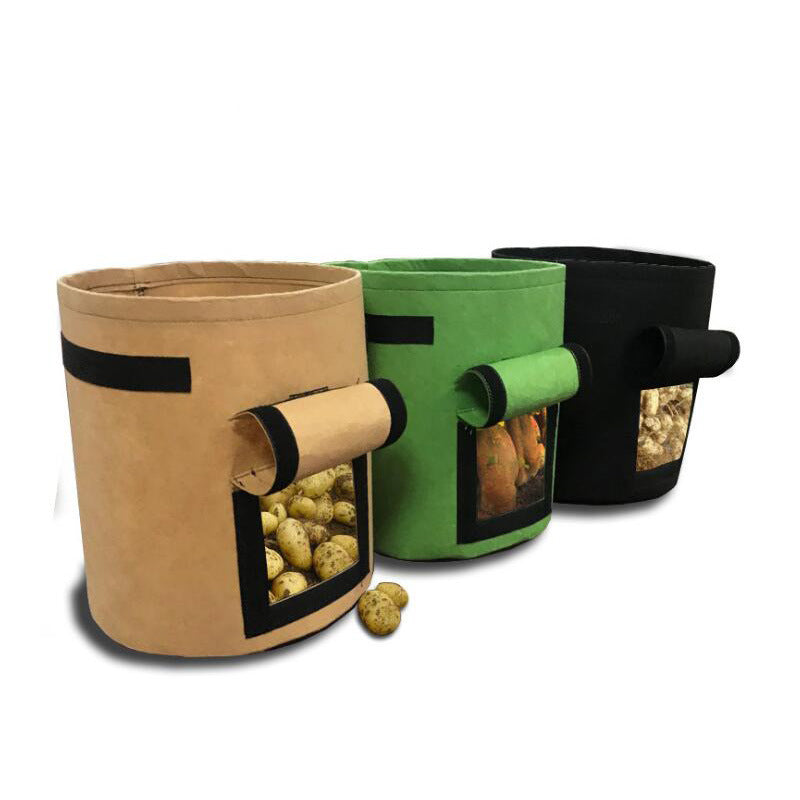 Heavy Duty Fabric Grow Bags with Handles and Flap for Root Crops