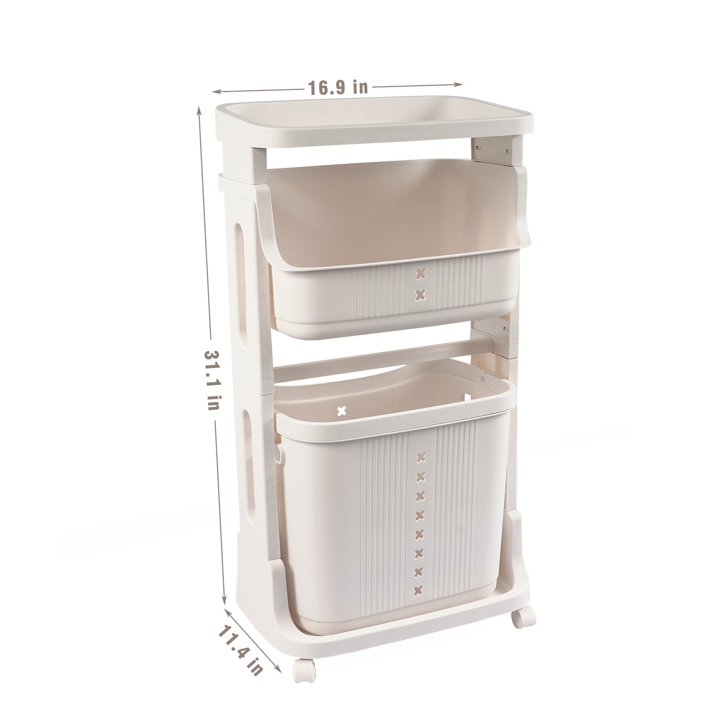 Stay Organized with this 2-Tier Gray Laundry Basket with Wheels for Your Home, Business, or Office