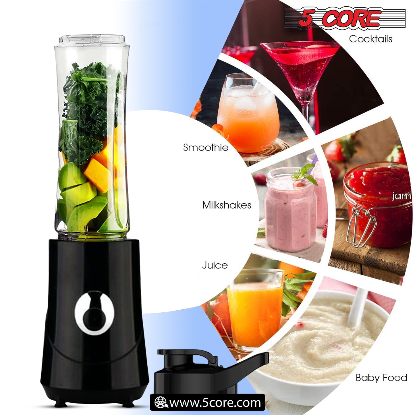 500ml Personal Blender and Nutrient Extractor For Juicer; Shakes and Smoothies; 160W