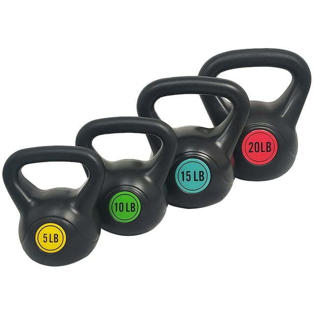 3-Piece Wide Grip Kettlebell Set for Exercise and Fitness - 45 lbs Total
