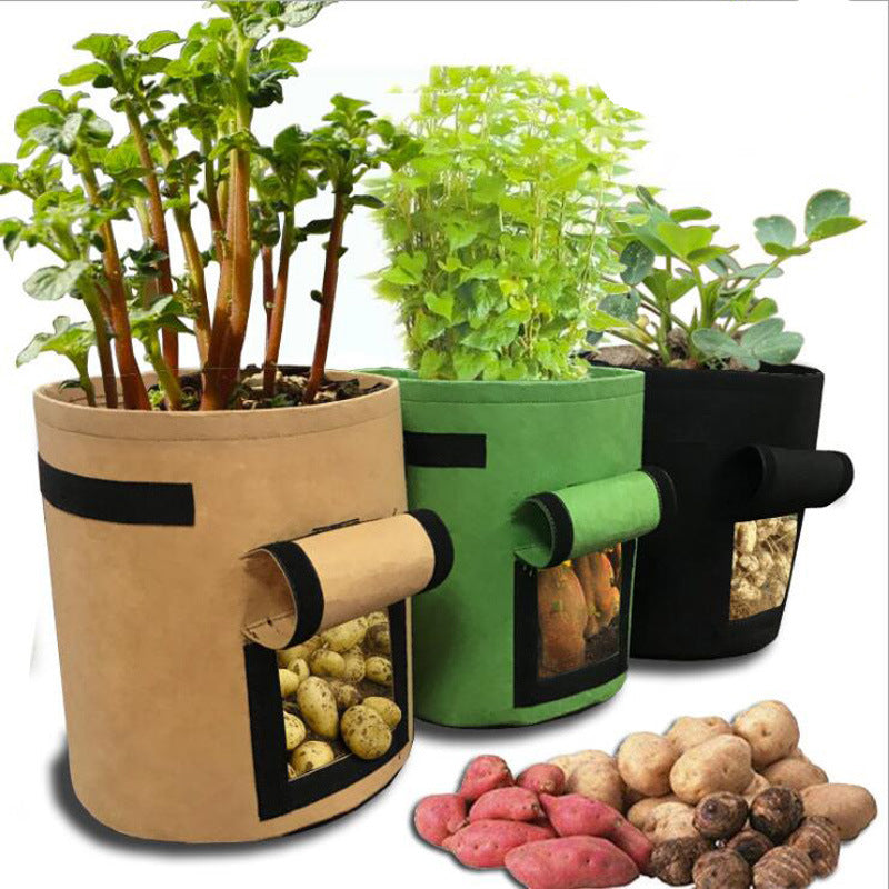 Heavy Duty Fabric Grow Bags with Handles and Flap for Root Crops