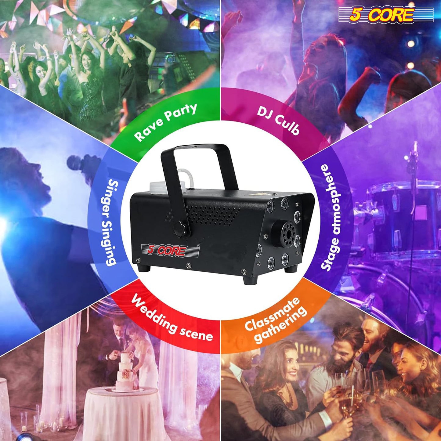 Fog Machine Smoke Halloween Colorful Party: LD-1234 Lights with 13 Colors Effect Outdoor- with Wireless and Wired Remote Control