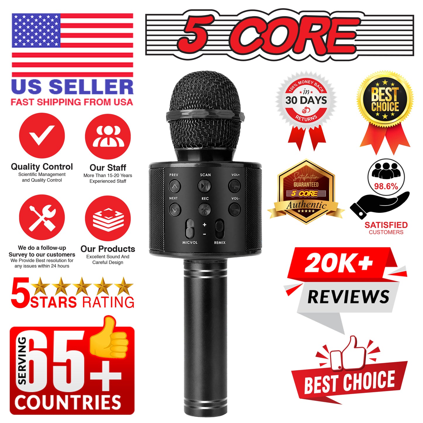 Premium Handheld Karaoke Mic Speaker Recorder Player with Adjustable Remix FM Radio - Perfect Gift for All Ages (Black)