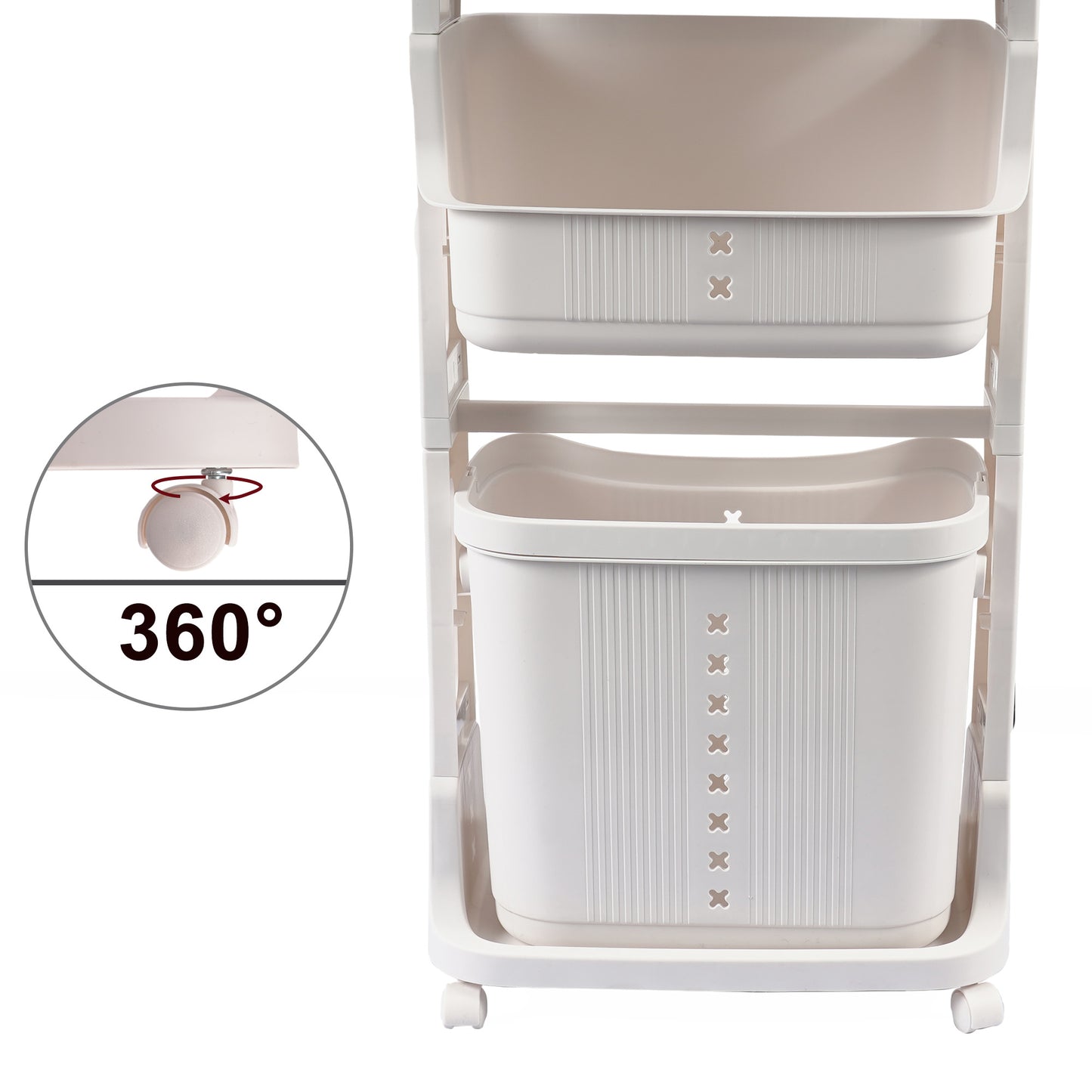 Stay Organized with this 2-Tier Gray Laundry Basket with Wheels for Your Home, Business, or Office