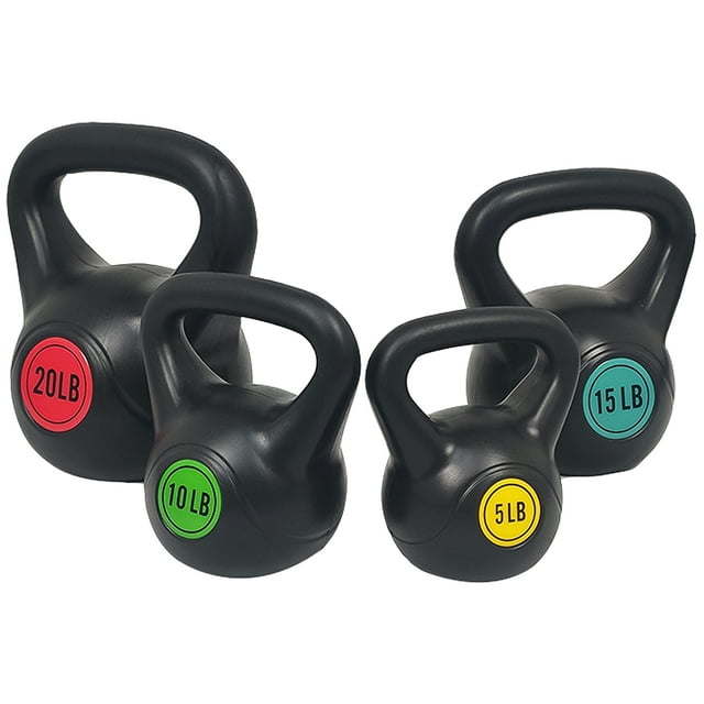 3-Piece Wide Grip Kettlebell Set for Exercise and Fitness - 45 lbs Total