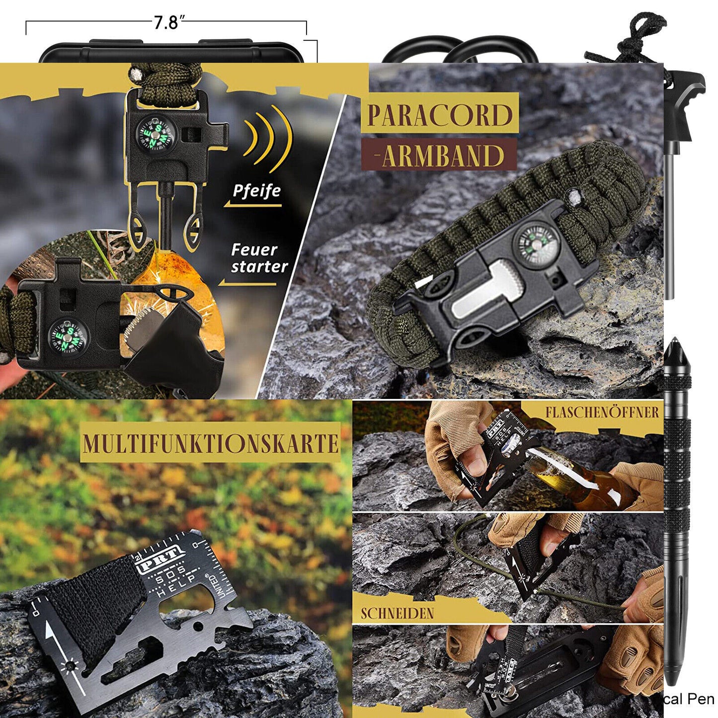 14-in-1 Ultimate Outdoor Emergency Survival Gear Kit: Essential Tools for Camping, Hiking, Fishing, and Hunting