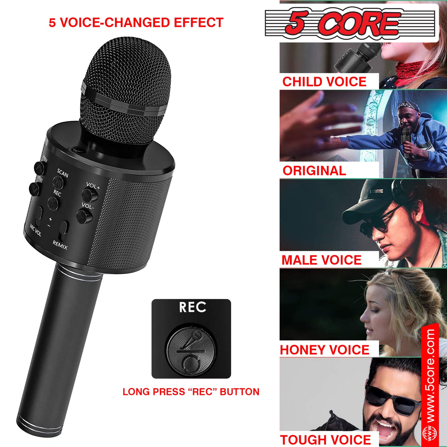 Premium Handheld Karaoke Mic Speaker Recorder Player with Adjustable Remix FM Radio - Perfect Gift for All Ages (Black)