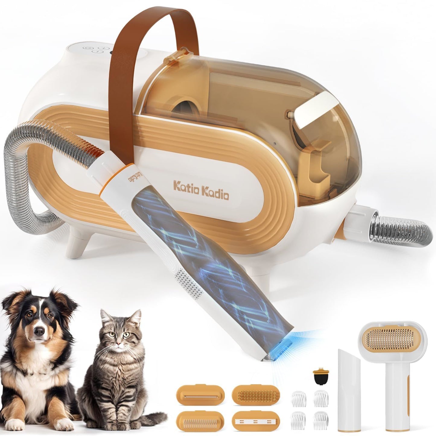 Whisper Quiet Pet Grooming Kit & Vacuum Combo - Ideal for Small to Medium Dogs and Cats with 60dB Low Noise