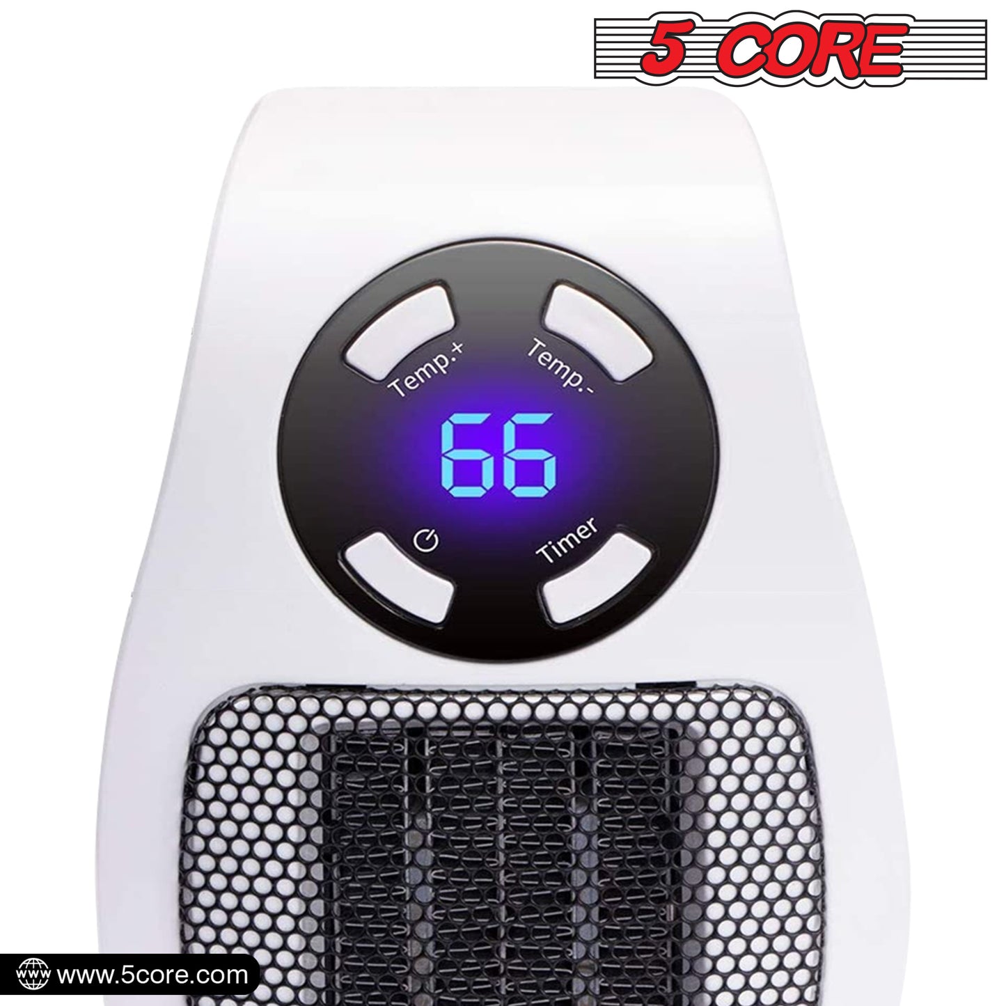 Programmable Space Heater; with Led Display Wall Outlet Electric Heater with Adjustable Thermostat and Timer for Home Office Indoor Use With Remote Control 500 Watt